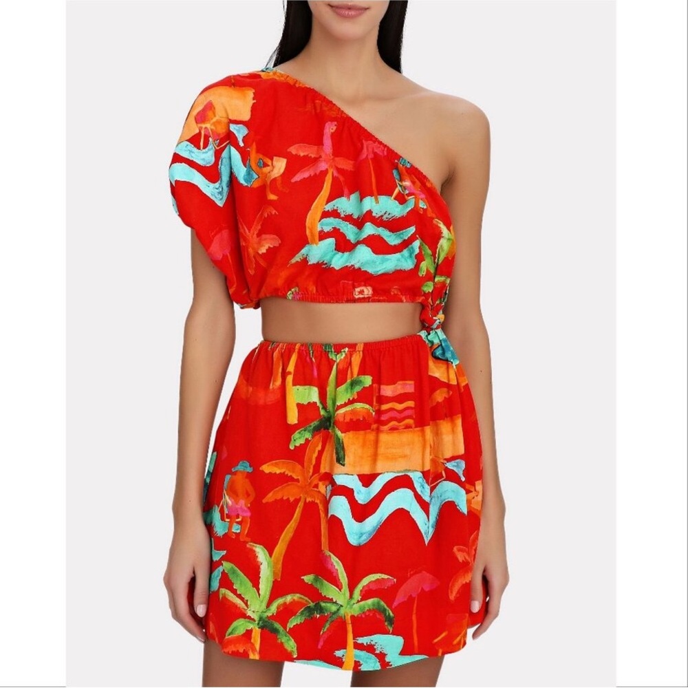 FARM Rio Ipanema Red and Green Dress